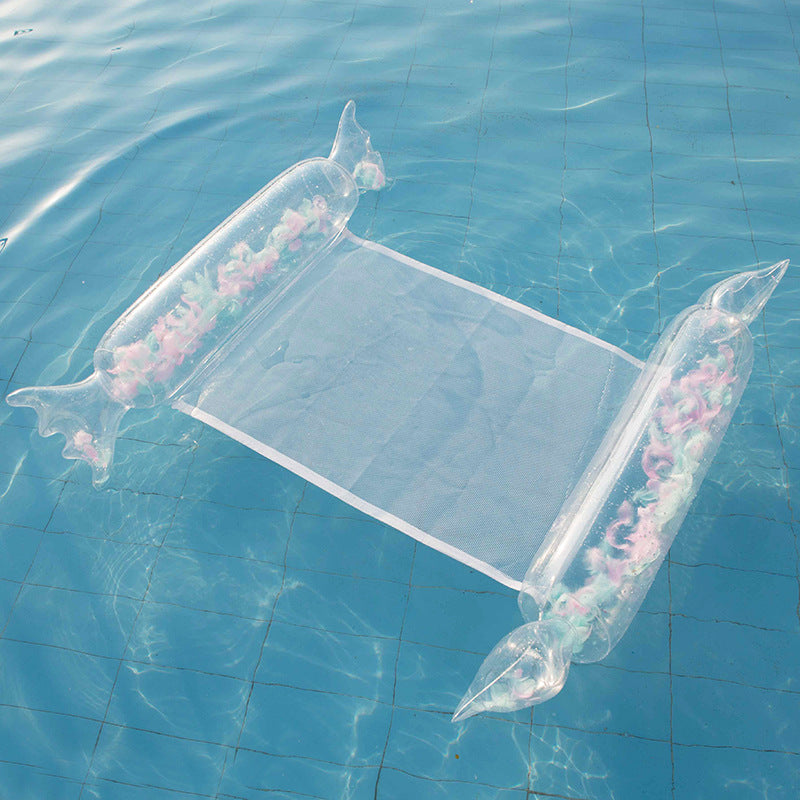 New Water Recliner Wholesale Candy Sequins Water Floating Bed Feather Inflatable Hammock Summer Water Inflatable Floating Row