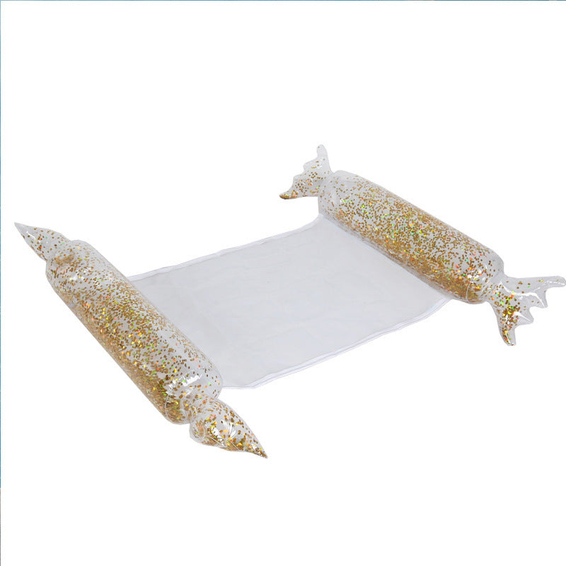 New Water Recliner Wholesale Candy Sequins Water Floating Bed Feather Inflatable Hammock Summer Water Inflatable Floating Row