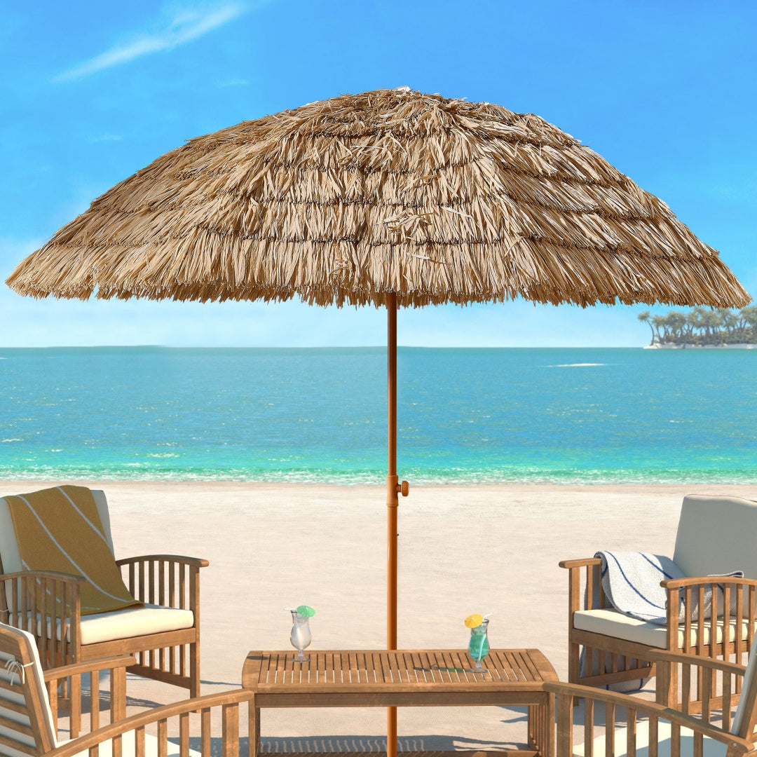 8 Thatch Patio Tiki Umbrella Tropical Palapa Raffia Tiki Hut Hawaiian Hula Beach Umbrella,Straw Umbrella