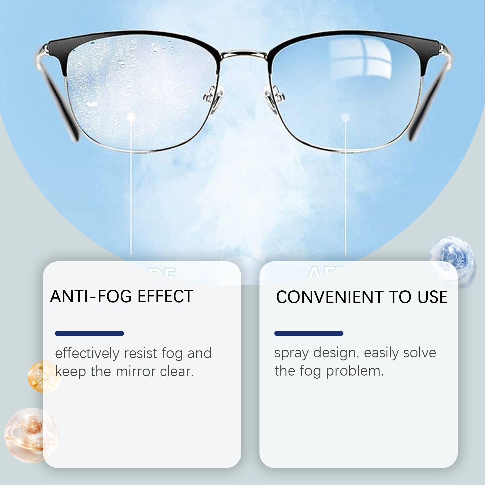 Jue Fish Anti-Fog Spray Anti-fogging Glasses Clean Lenses For Clear Vision Waterproof Portable Fogging Remover
