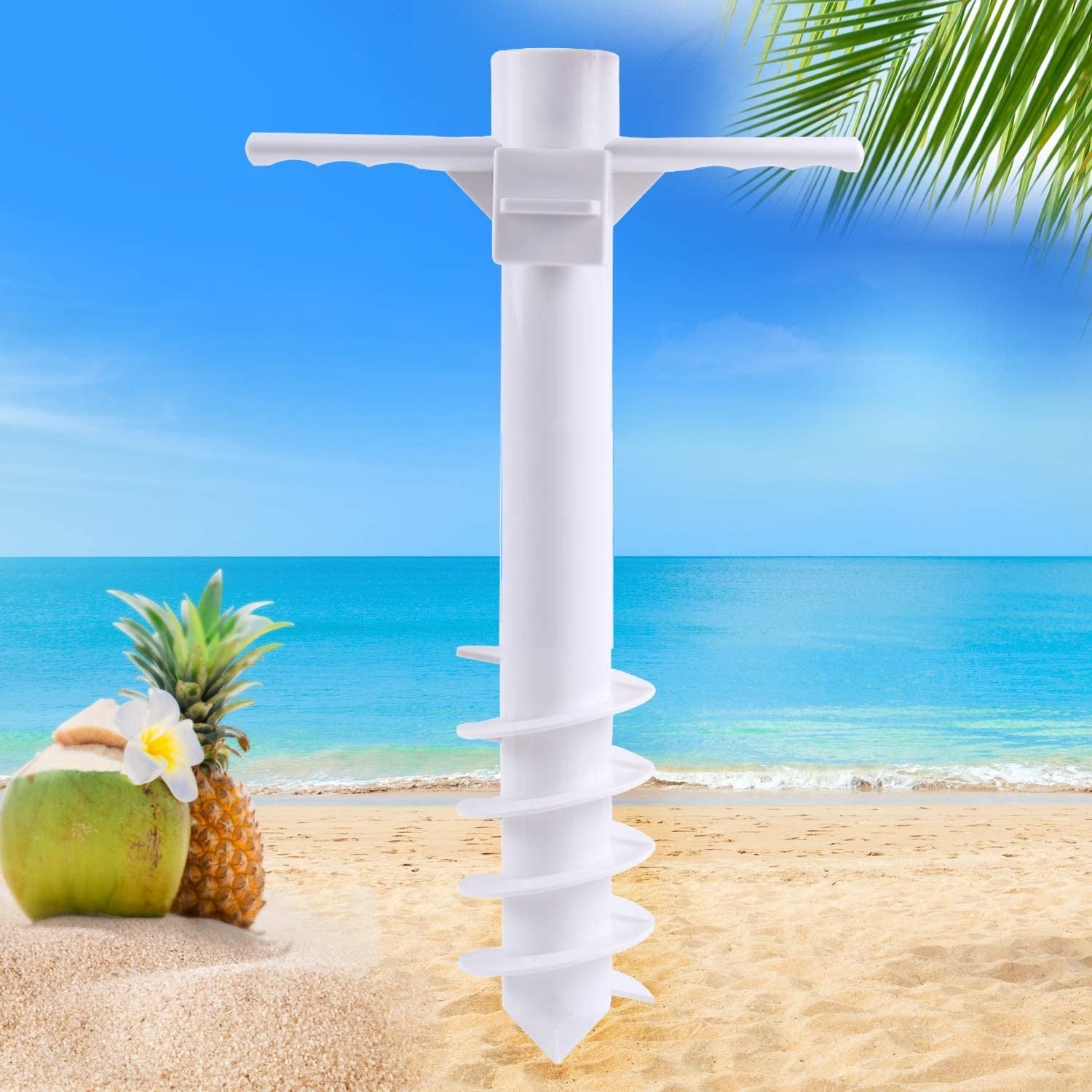 A Five Helix Sand Beach Insert Outdoor Sun Umbrella Base